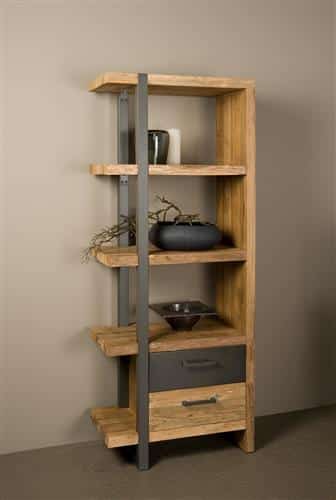Tower Living boekenkast Lucca links 77x40x190 cm teak