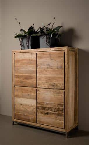 Tower Living opbergkast Venetië 130x45x160 cm oud teak