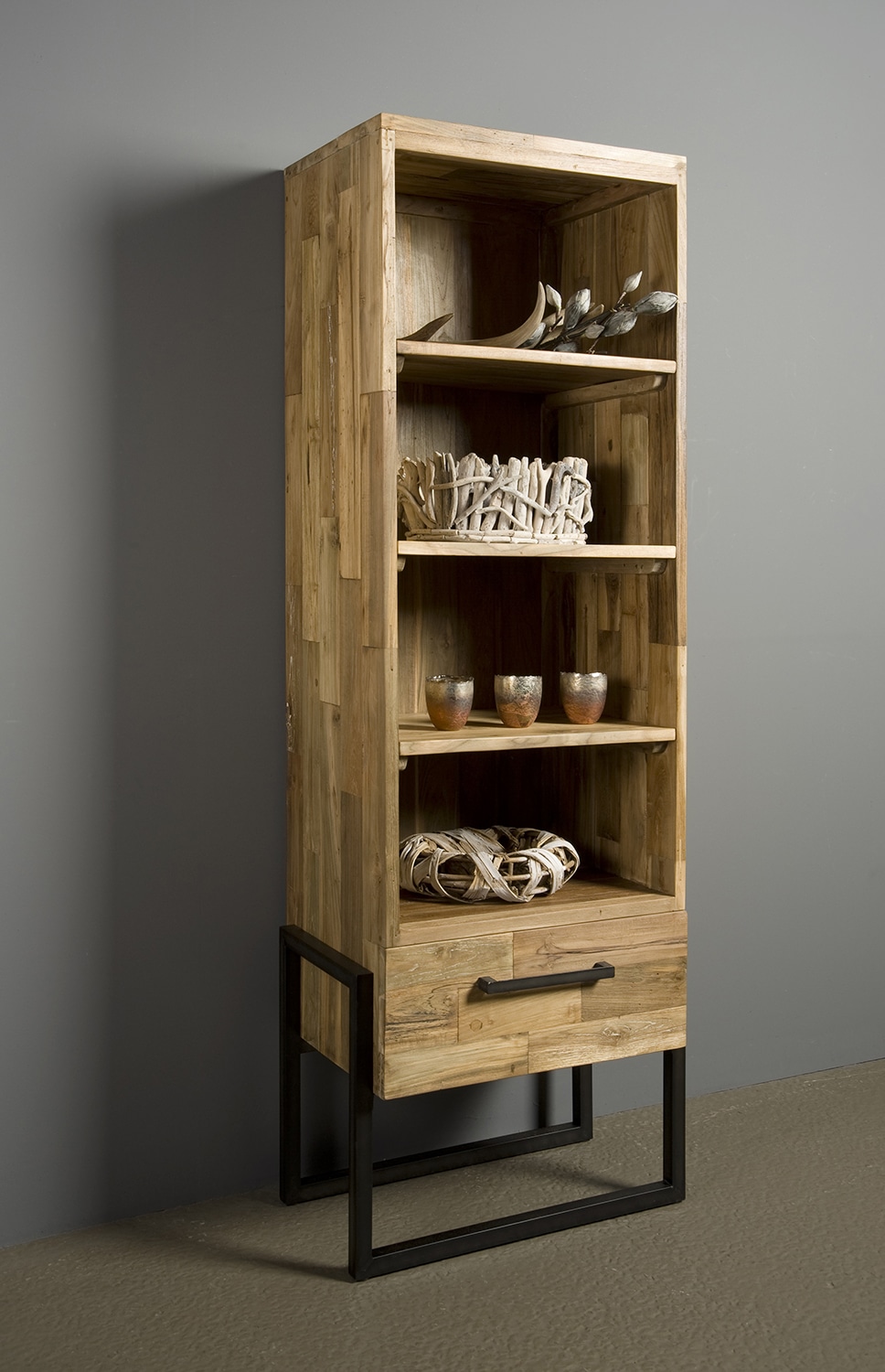 Boekenkast Potenza 66x45x190 cm oud teak