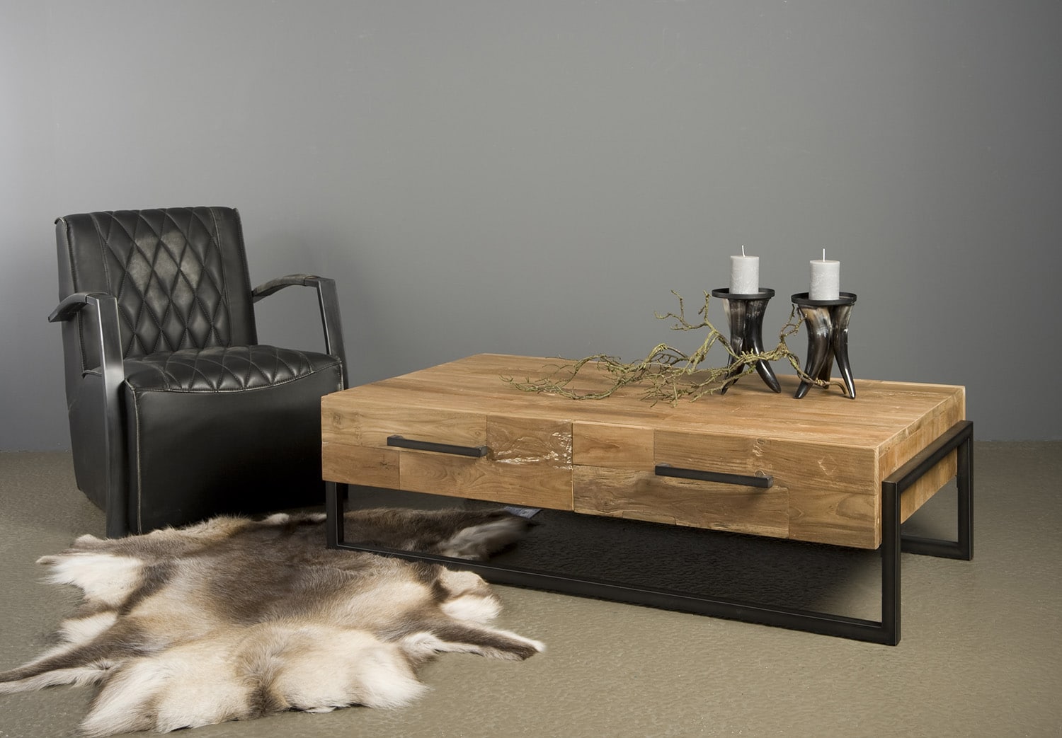 Salontafel Potenza 141x75x40 cm oud teak