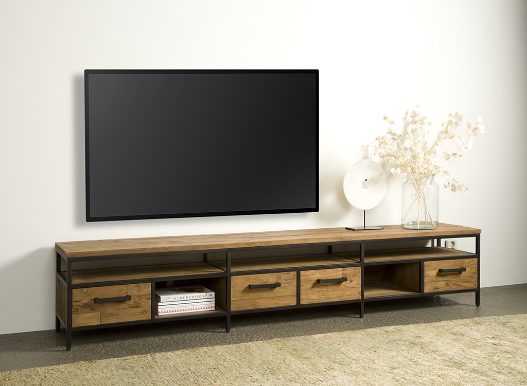 Tv meubel Livorno 240x40x45 cm teak