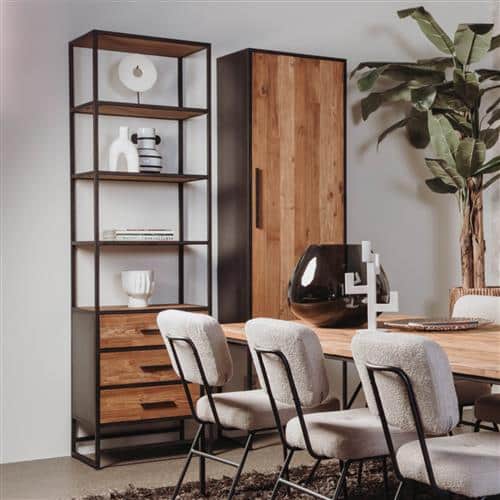 Tower Living opbergkast Felino 60x45x220 cm deur rechts draaiend teak