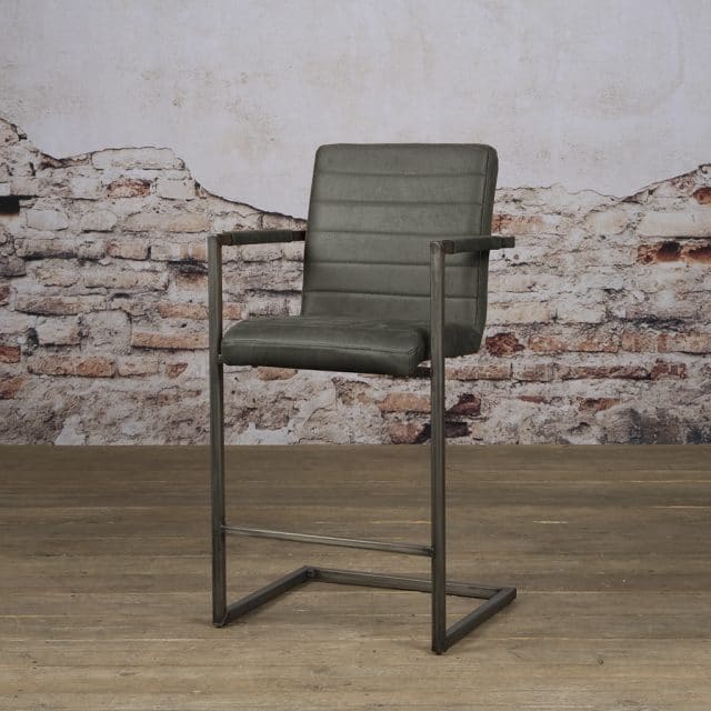 Barstoel Rocca met arm Antraciet microleder