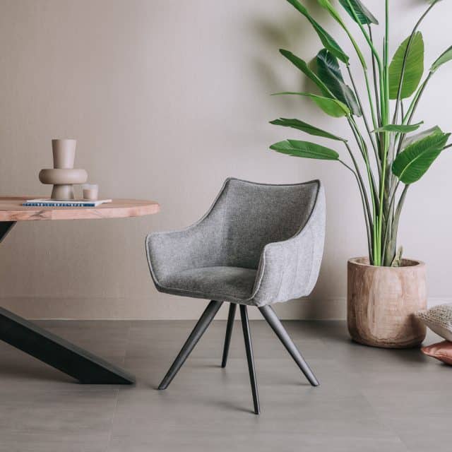 Tower Living eetkamerstoel Riviera draaibaar met arm grijs