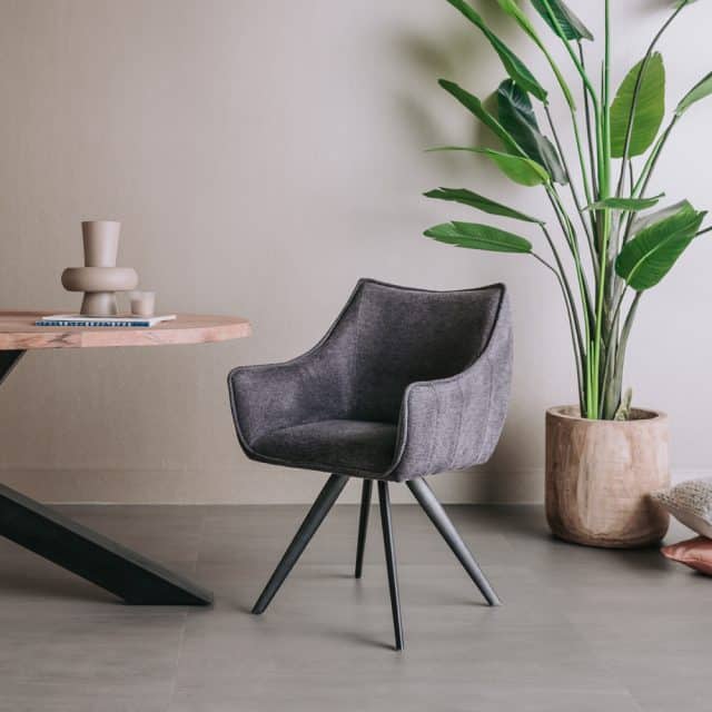 Tower Living eetkamerstoel Riviera draaibaar met arm donkergrijs