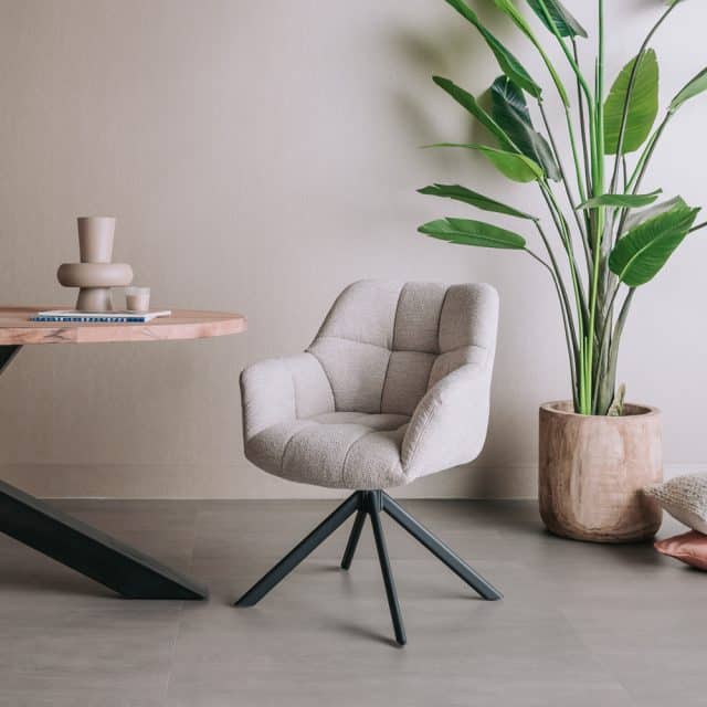 Tower Living eetkamerstoel Alba draaibaar met arm naturel