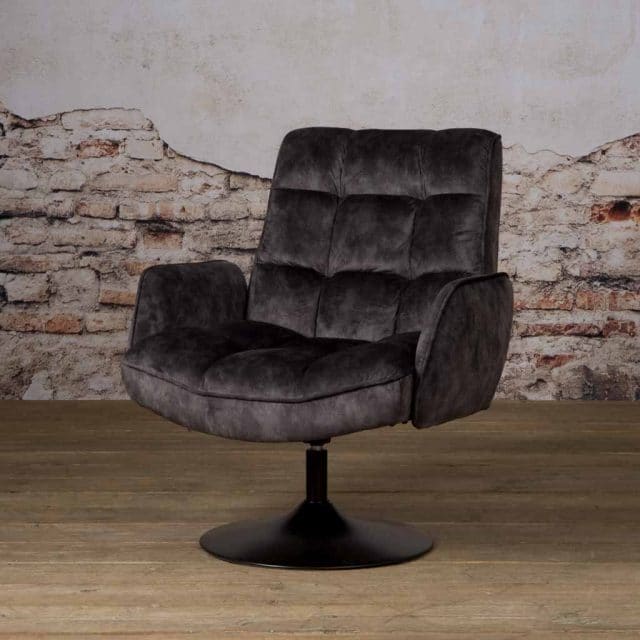 Tower Living fauteuil Tropea draaibaar met arm donkergrijs