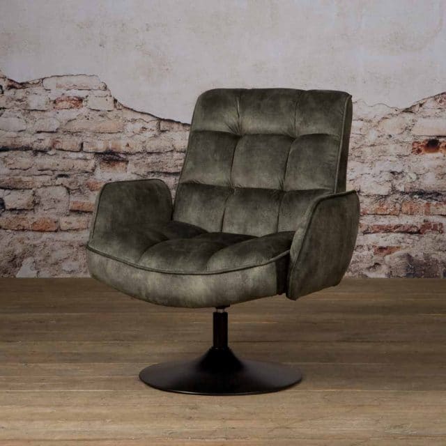 Tower Living fauteuil Tropea draaibaar met arm donkergroen