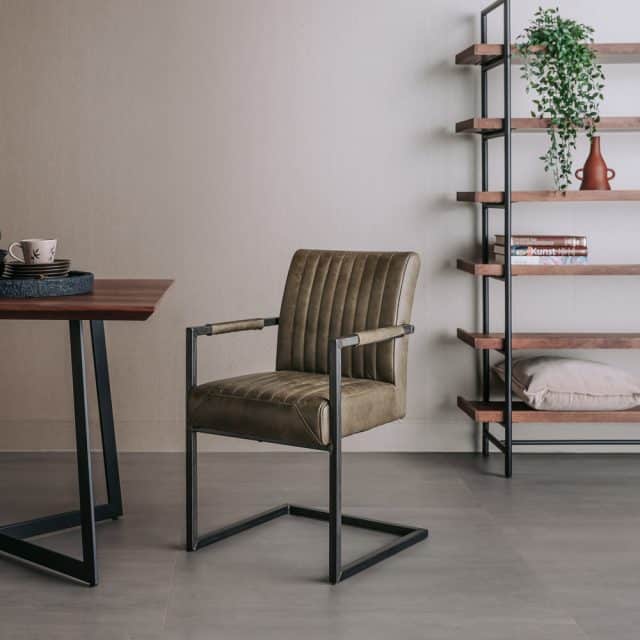 Tower Living eetkamerstoel Ferro met arm groen