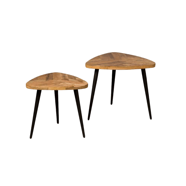 Bijzettafel set van 2 Viola nature mangohout