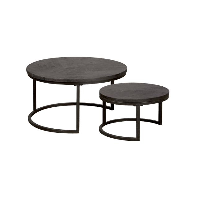 Salontafel set van 2 Viola black mangohout