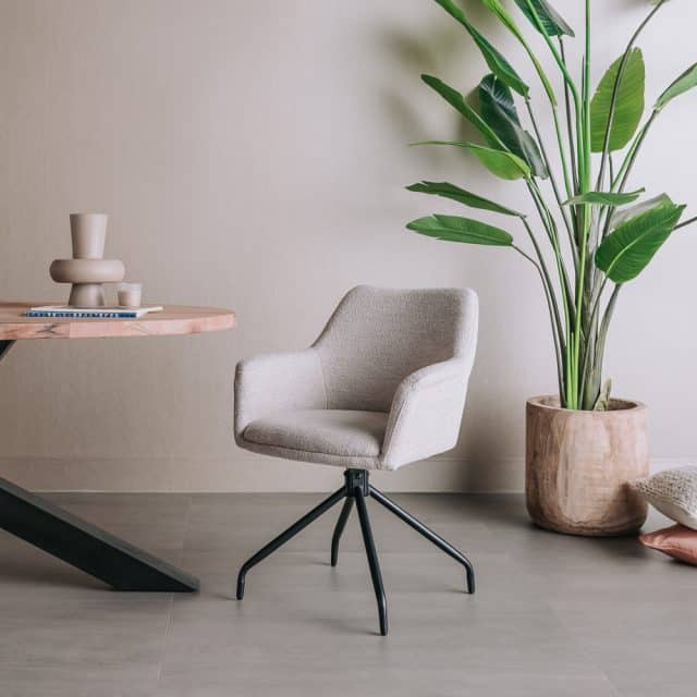 Tower Living eetkamerstoel Ortana draaibaar met arm naturel