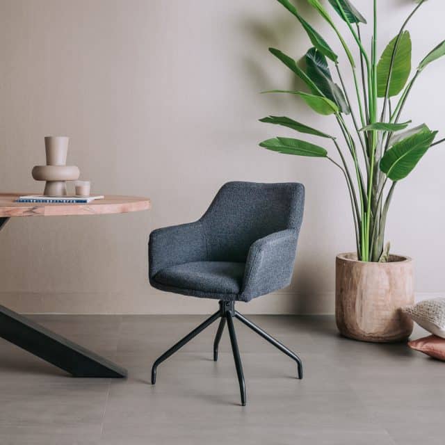 Tower Living eetkamerstoel Ortana draaibaar met arm donkerblauw
