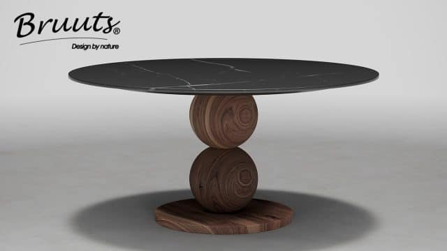 UrbanSofa Bruuts® eettafel Blackstone Marble rond 130 cm Bolpoot Twin