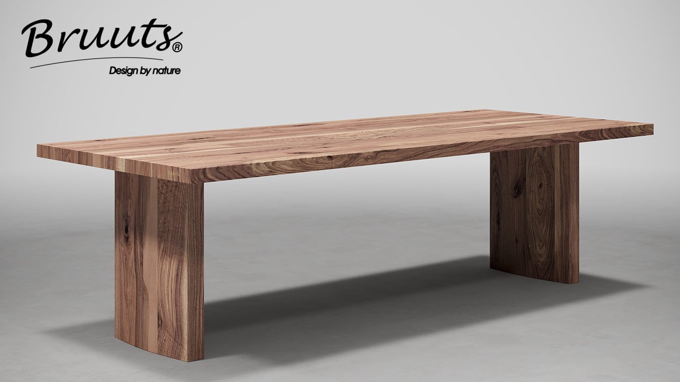 SHOWMODEL UrbanSofa Bruuts eettafel rechthoek rechte rand kolompoot hout recht 240 cm onbehandeld acacia