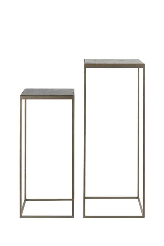 Zuil S/2 33x33x80+38x38x100 cm CHISA hout zwart-ant brons