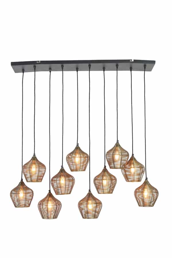 Hanglamp 10L 120x25x29,5 cm Alvaro antiek brons