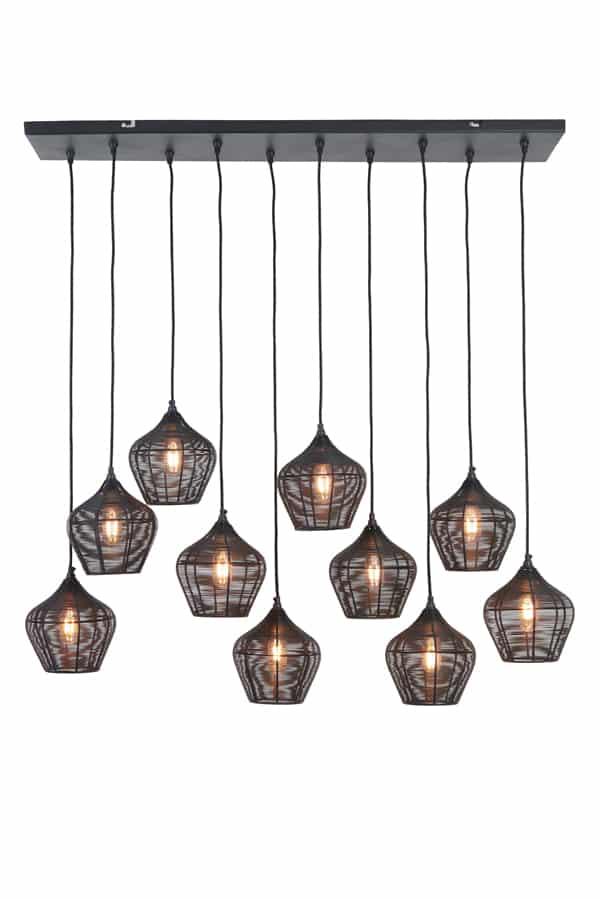 Hanglamp 10L 120x25x29,5 cm Alvaro mat zwart