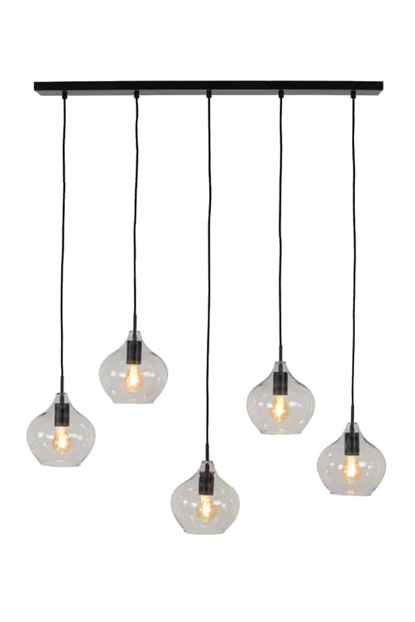 Hanglamp 5L 104x20x120 cm Rakel mat zwart+helder