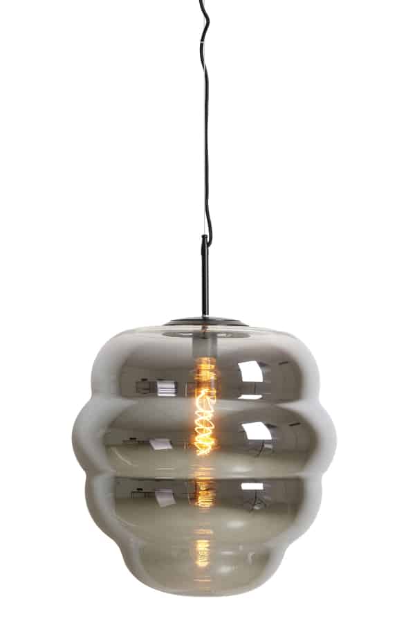 Hanglamp Ø45x48 cm Misty smoke glas+mat zwart