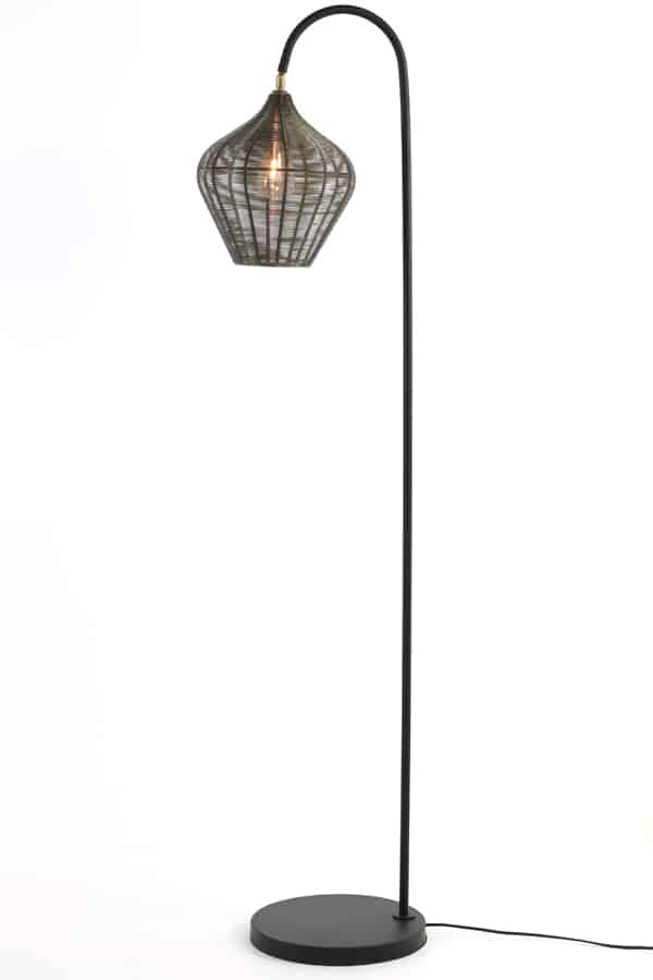 Vloerlamp 35x30x160 cm Alvaro antiek brons+mat zwart