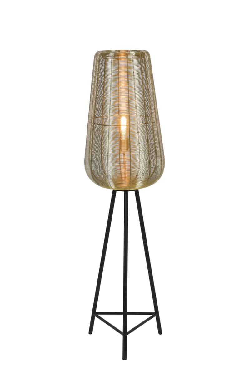 Vloerlamp driepoot Ø37x135 cm Adeta goud+mat zwart