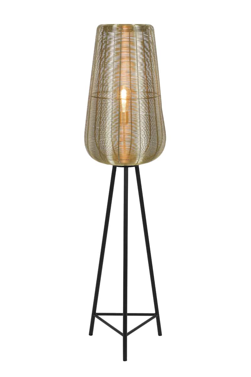 Vloerlamp driepoot Ø37x147 cm Adeta goud+mat zwart