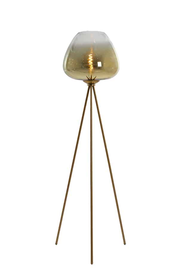 Vloerlamp driepoot Ø42x146 cm Mayson glas goud-helder+goud
