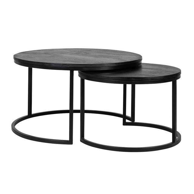 Richmond Interiors Salontafel Catana Set Van 2 Zwart Mangohout