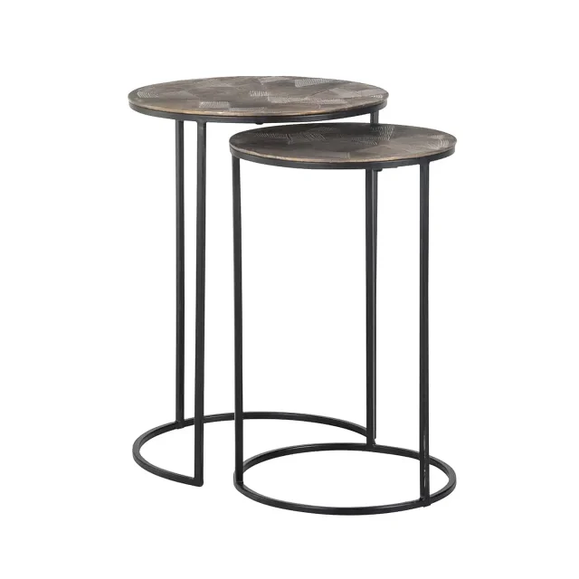 Richmond Interiors bijzettafel Tulum set van 2 aluminium