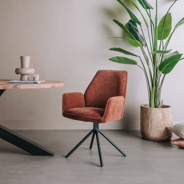 Tower Living eetkamerstoel Amaro draaibaar met arm koper
