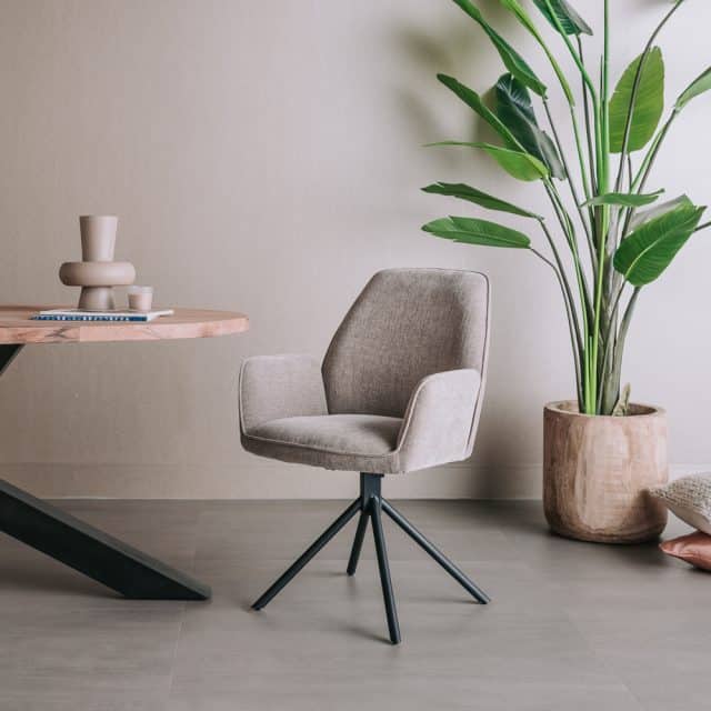 Tower Living eetkamerstoel Amaro draaibaar met arm beige