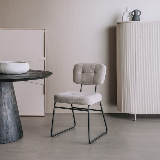 Tower Living eetkamerstoel Padola stof grijs