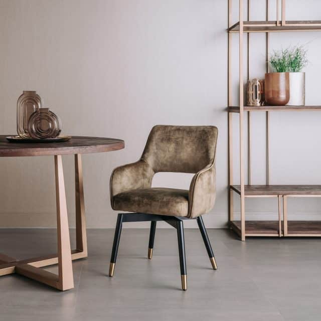 Tower Living eetkamerstoel Lenno draaibaar met arm groen