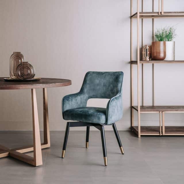 Tower Living eetkamerstoel Lenno draaibaar met arm blauw