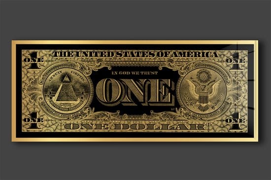 Schilderij Glamorous One Dollar Gold 200 215 90 Cm