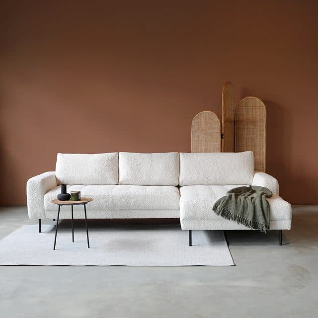 PEPP Interiors loungebank Oreo lounge rechts wit bouclé