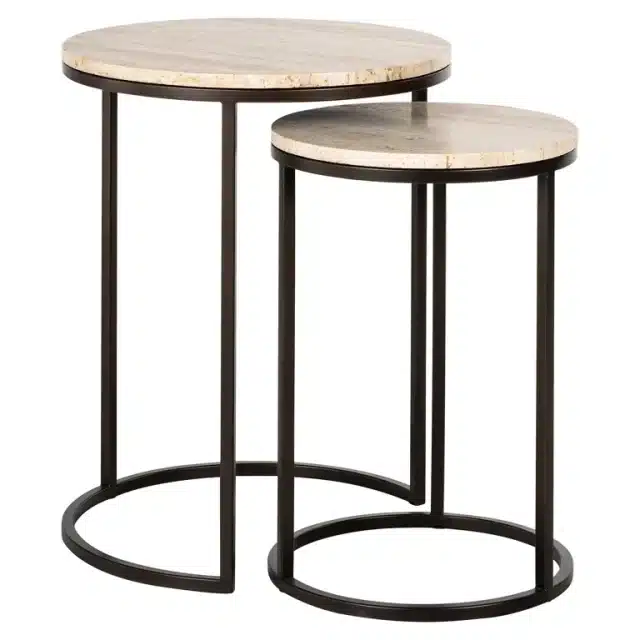 Richmond Interiors bijzettafel Avalon set van 2 travertin