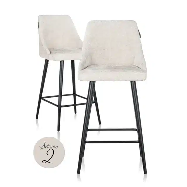 Richmond Interiors barstoel Brooke laag creme (set van 2)