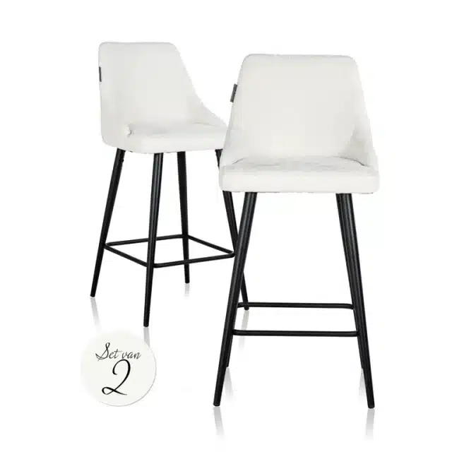 Richmond Interiors barstoel Brooke laag wit (set van 2)