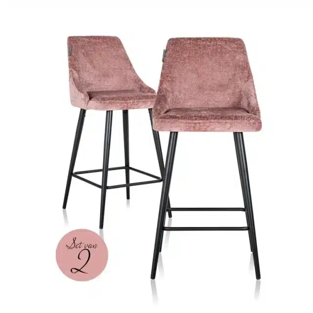 Richmond Interiors barstoel Brooke laag roze (set van 2)