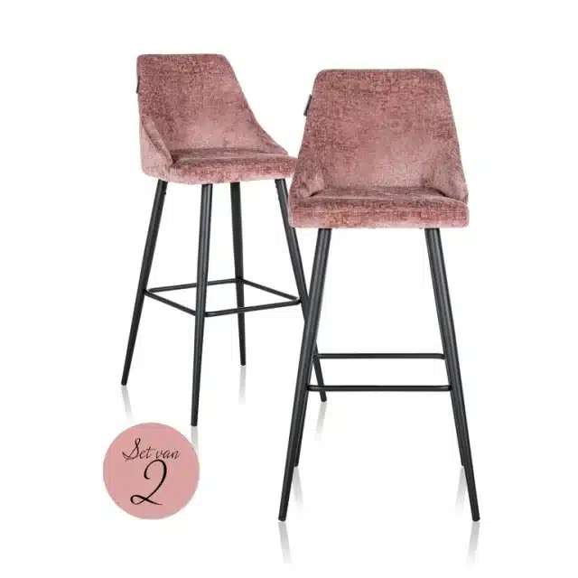 Richmond Interiors barstoel Brooke hoog roze (set van 2)