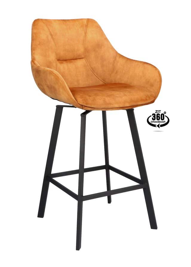 Barstoel Boost draaibaar met arm laag cognac