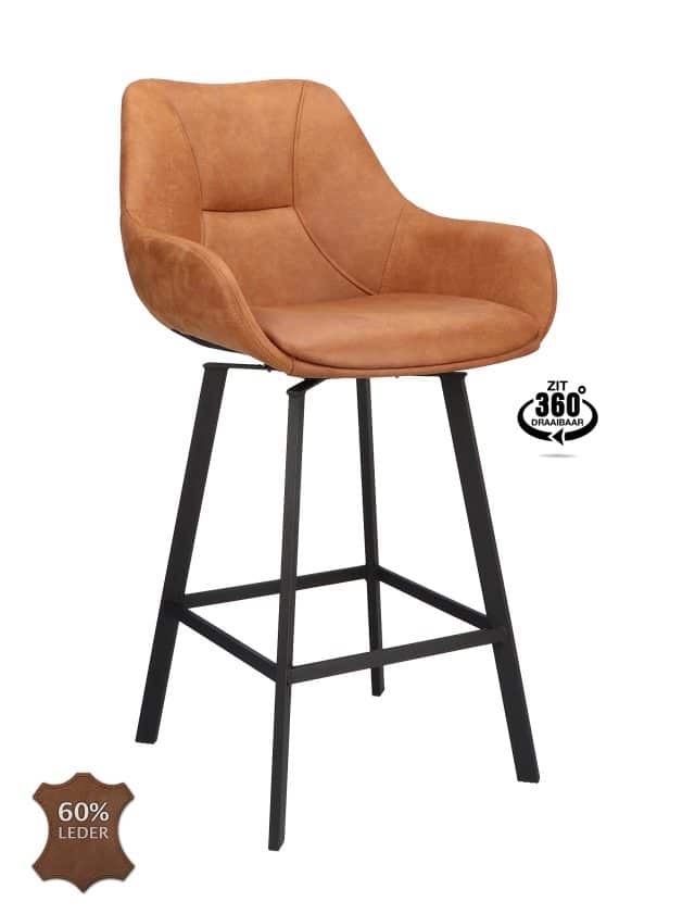 Barstoel Boost draaibaar met arm laag camel