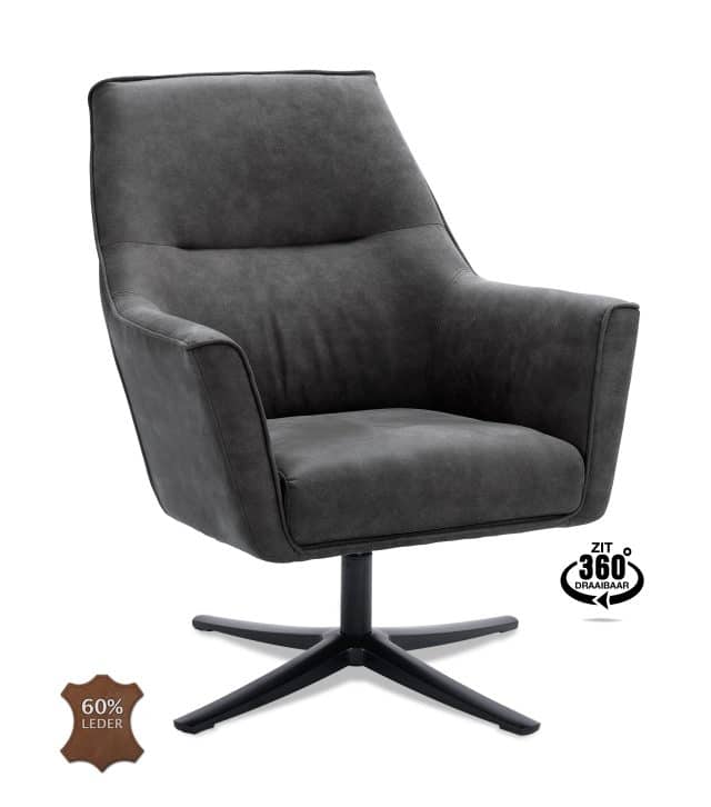 Fauteuil Bronco draaibaar met arm antraciet
