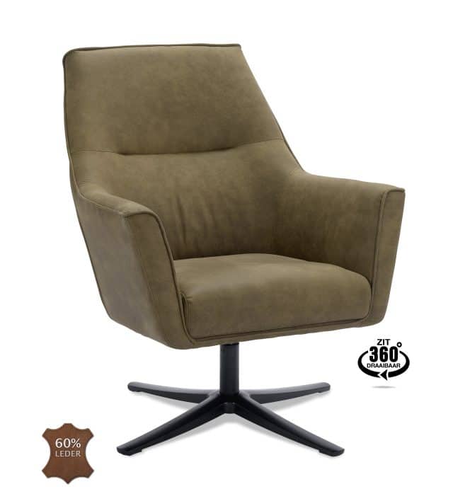 Fauteuil Bronco draaibaar met arm groen