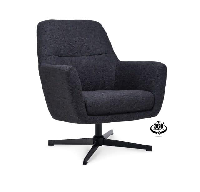 Fauteuil Edge draaibaar met arm zwart