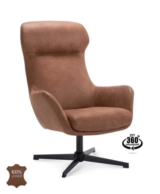Fauteuil Vienna draaibaar met arm camel