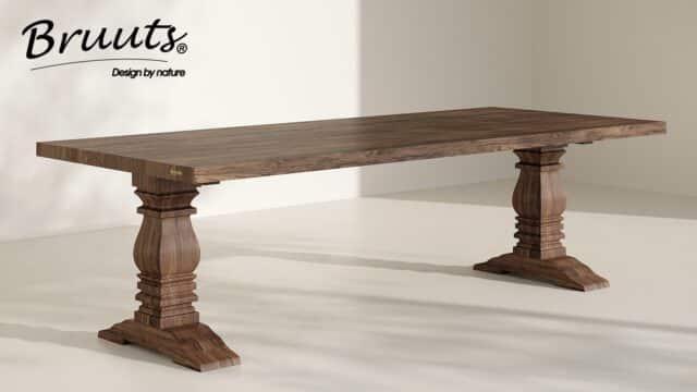 SHOWMODEL UrbanSofa Bruuts eettafel Rechthoek rechte rand kloosterpoot hout 300 cm Acacia Lava