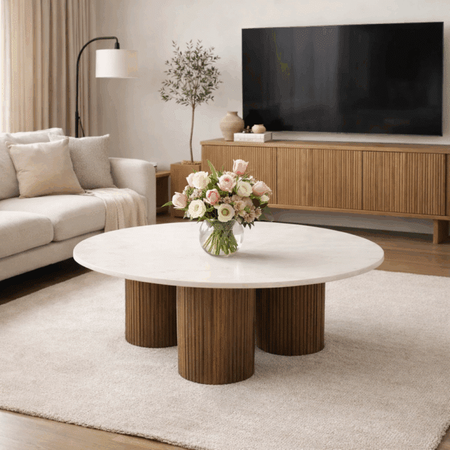 Eleonora Salontafel Xavi 90x90x38 Cm MarmerBlad Eleonora salontafel Xavi 90x90x38 cm travertin Eleonora salontafel Xavi 90x90x38 cm marmer